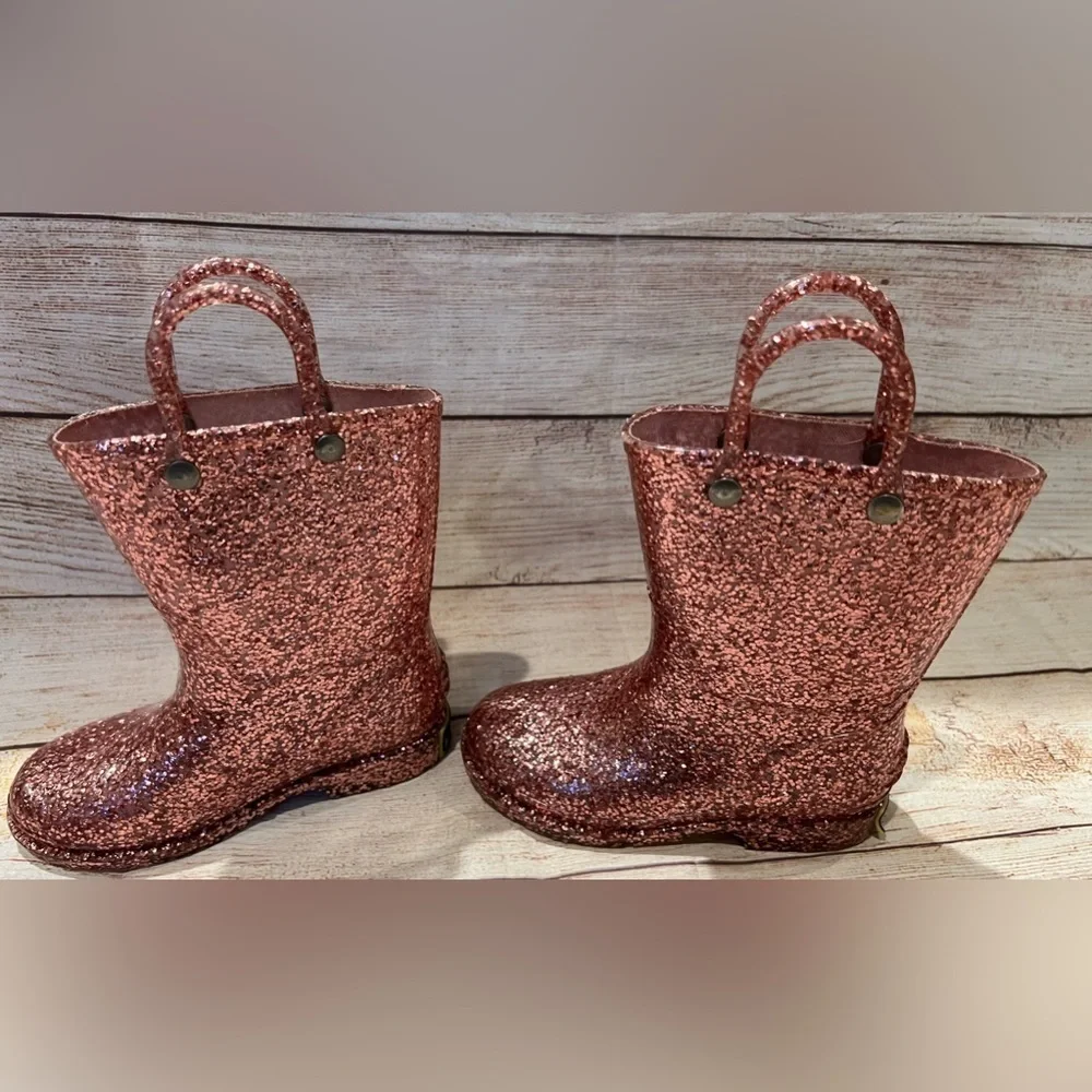 Western chief - KIDS GLITTER RAIN BOOT - ROSE GOLD - Size 8